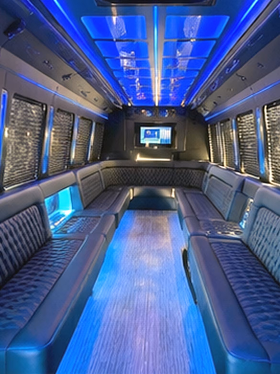 Passenger watching the Fort Worth scenery during a regional party bus road trip
