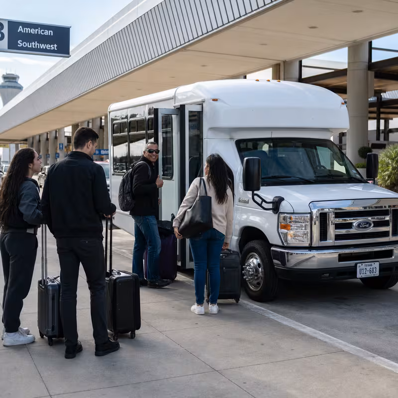 Black Mercedes Sprinter van staged for an Fort Worth Airport Transportation group