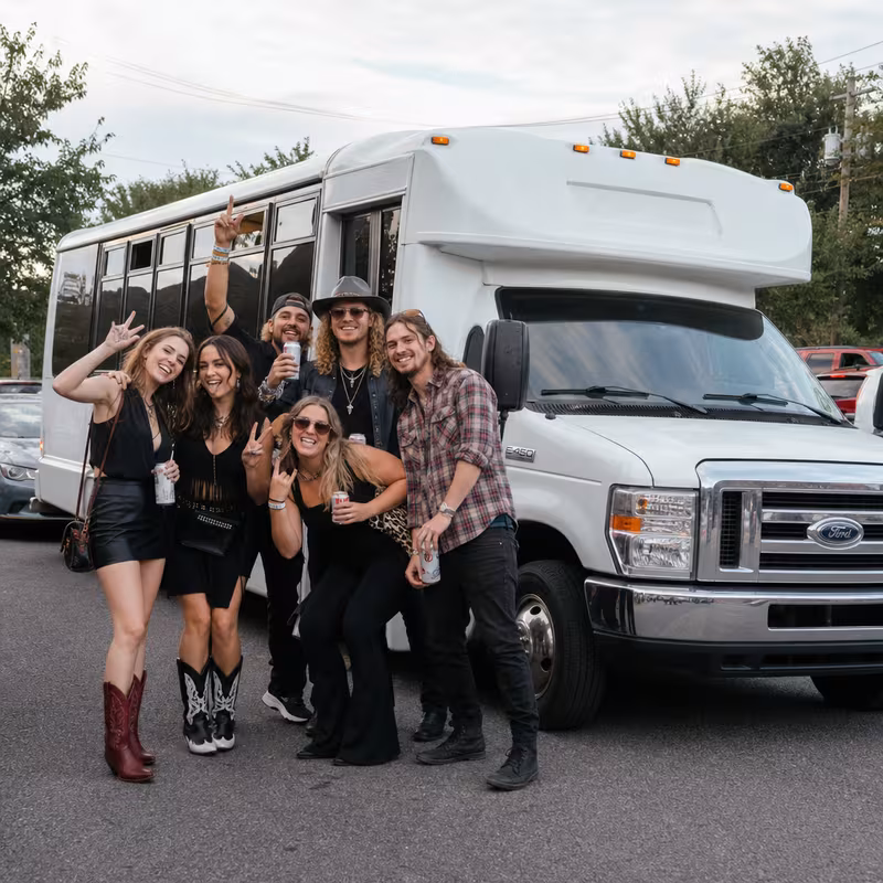 Black Mercedes Sprinter van staged for an Fort Worth Concert Transportation group