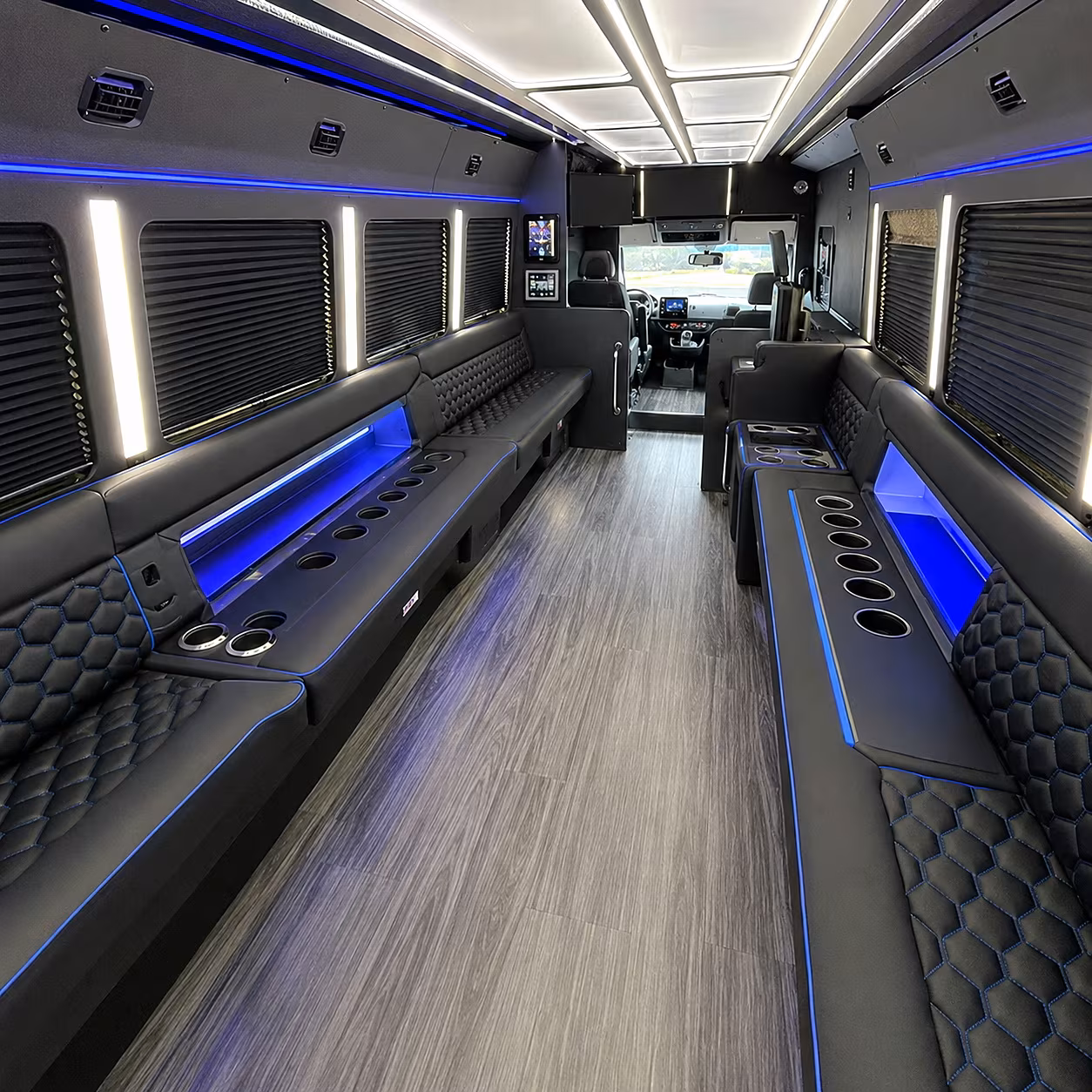 Fort Worth Bachelor & Bachelorette Transportation party bus interior