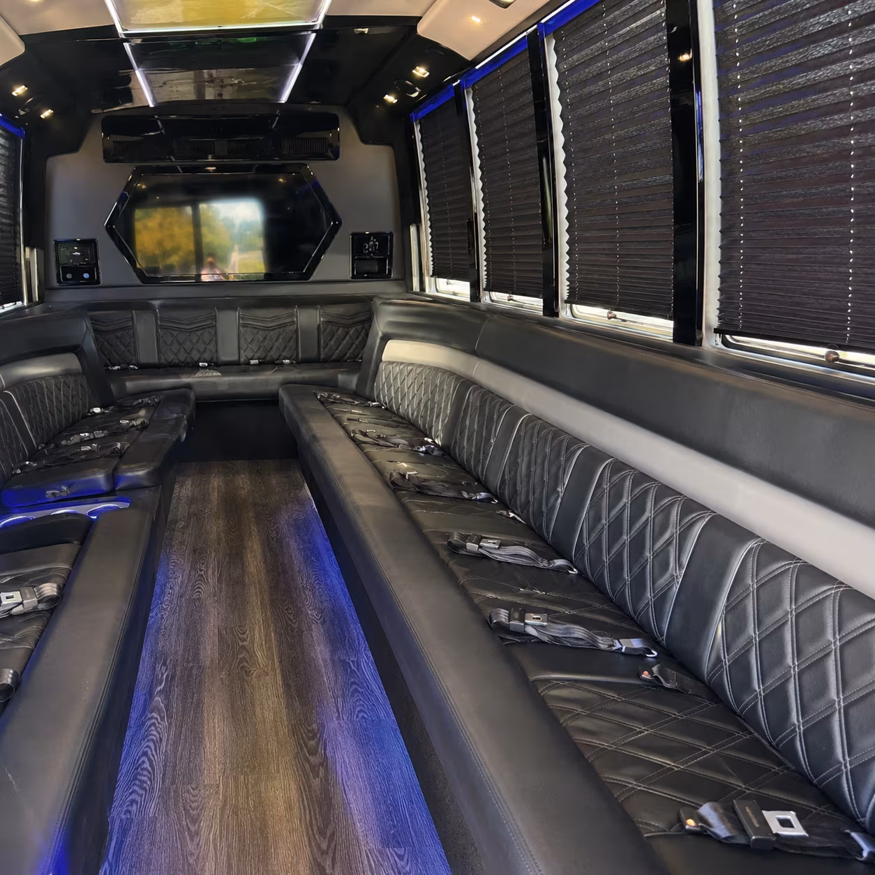 Fort Worth Bachelor & Bachelorette Transportation party bus interior