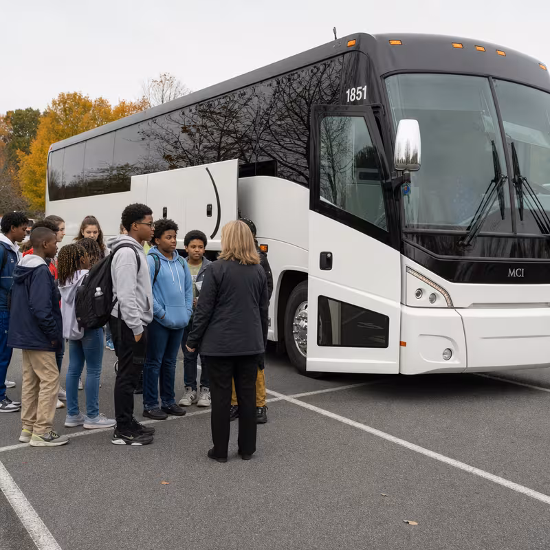 Black Mercedes Sprinter van staged for an Fort Worth School Transportation group