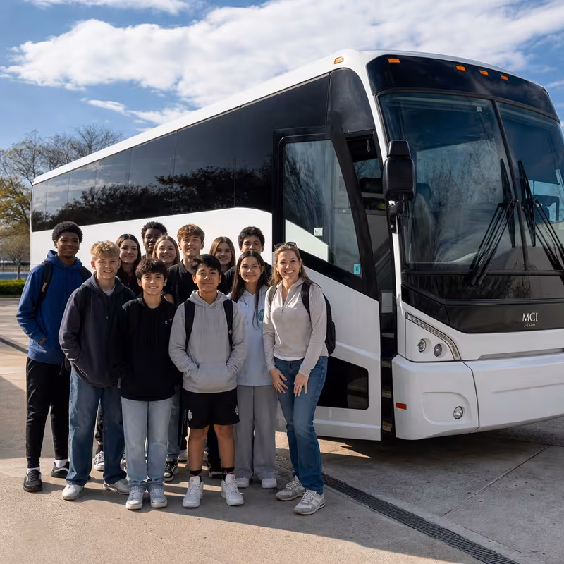 Passengers loading luggage while boarding an Fort Worth group shuttle